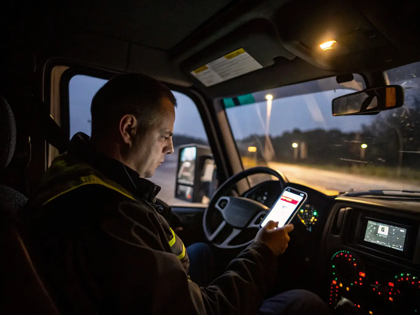 A dashboard display showing driver alerts and analytics, with a focus on safety features of the Driver Safety System.